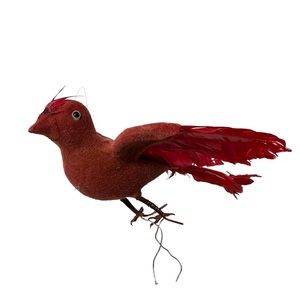 Vintage Feathered Tie On Red Bird Christmas Ornament